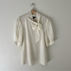 Elegant White Women's Top with Bow Detail